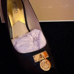 Michael Kors Black Heels with Gold Charm